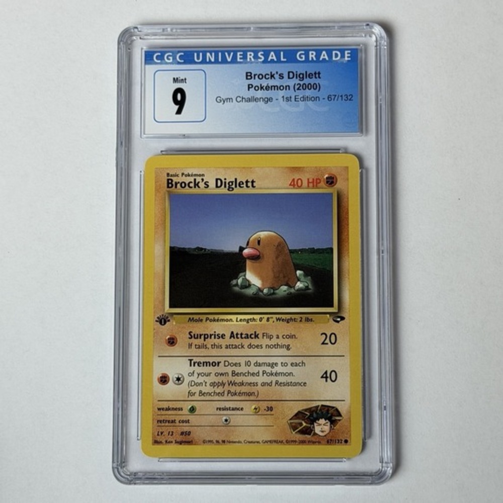 Brock's Diglett 1st Ed. 67/132 CGC 9 Mint TCG 2000 Pokemon Gym Challenge WotC
